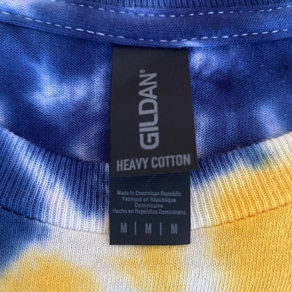 GILDAN Heavy Cotton Medium Tie Dye TShirt Blue Yellow Spiral Michigan Wolverines - Picture 8 of 11